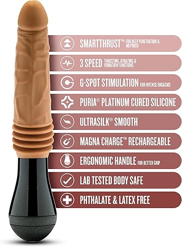 Miniatura 2 de Blush Novelties Dr. Skin Silicone Dr. Arthur - Consolador vibrador, giratorio y empujador grande de 10.5 pulgadas con 3 velocidades, puria platino