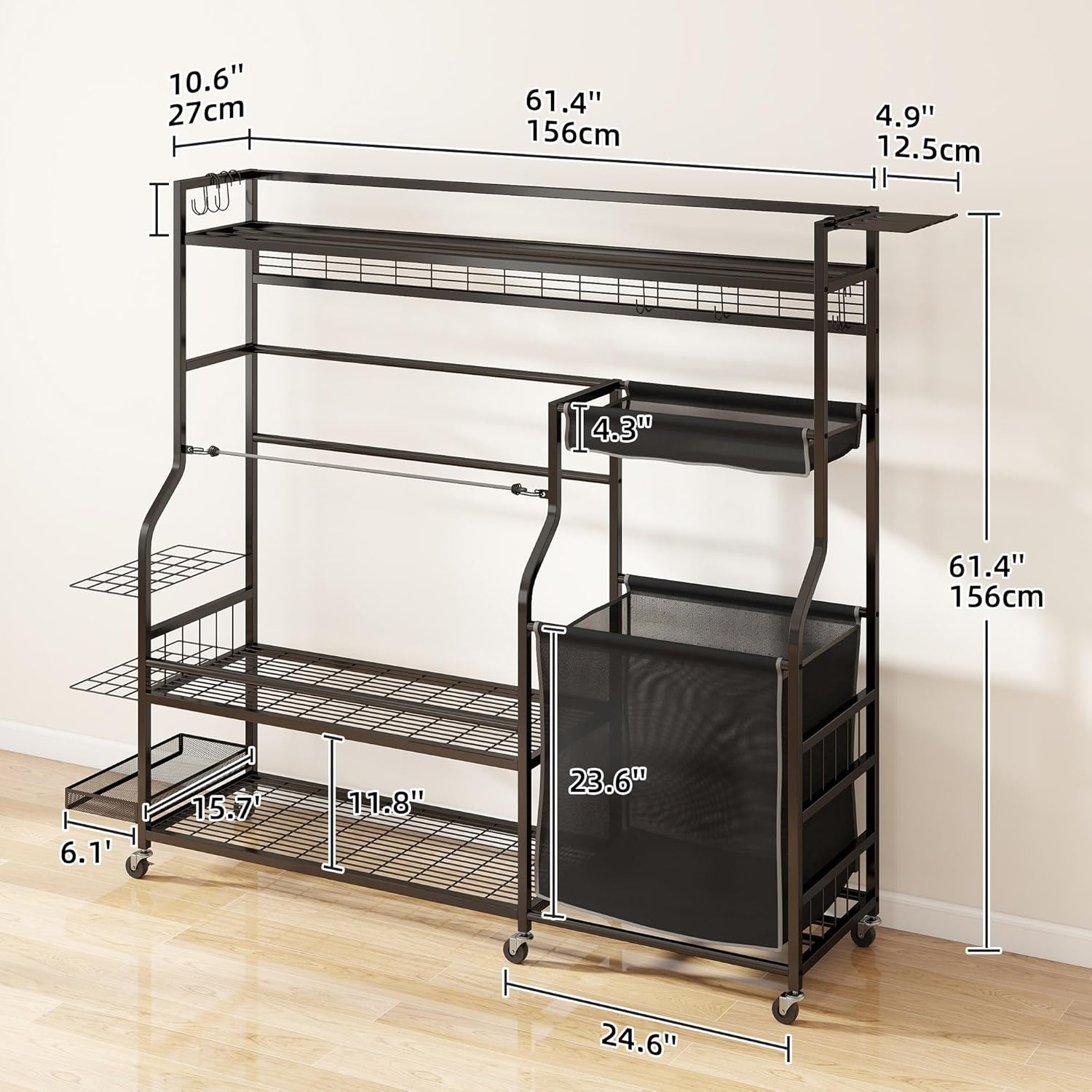 DWVO Golf Bag Organizer for Garage, Golf Storage Stand with Casters, Garage Sports Organizer for Balls, Rackets, Roller Skates and Other Sport Equipments