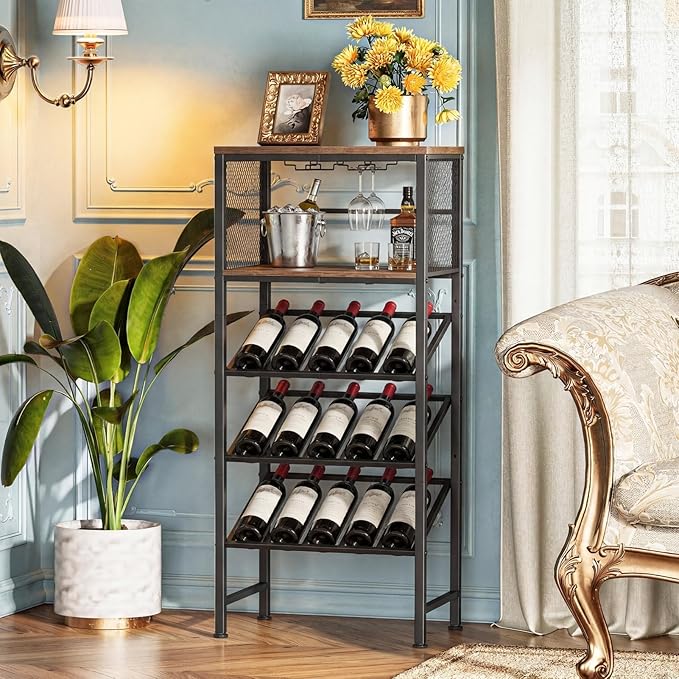 Estante para Vino de Esquina con Portavasos y Estantes miniatura 3