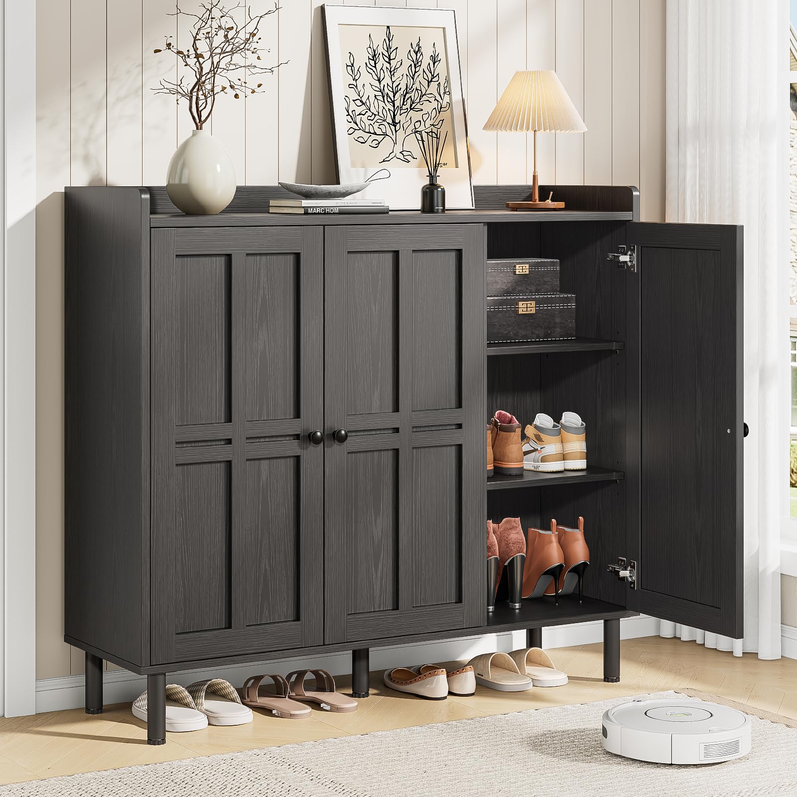 Amazon.com: ONBRILL Shoe Cabinet with 3 Doors and Adjustable