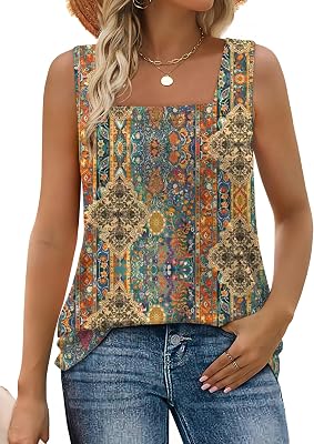 WIHOLL Women's Square Neck Tank Top OEKO-TEX STANDARD 100