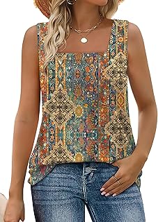 WIHOLL Women's Square Neck Tank Top
