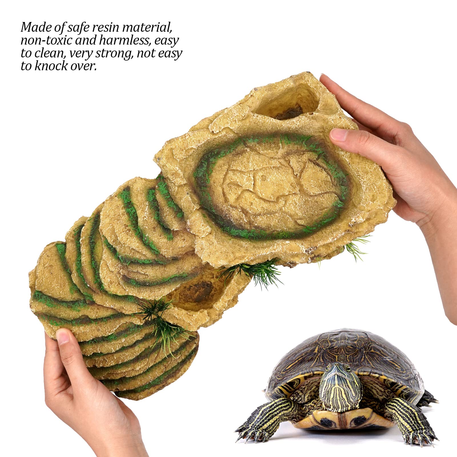 MOGOULUA Reptielen schildpad platform, rots habitat schuilplaats, schildpad schuilplaats, kikker decoratie hagedissen, spinnen, vissen, amfibieën, aquarium decoratie (maat L