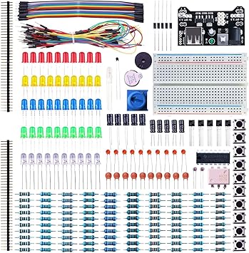 ELEGOO Electronic Fun Kit Bundle with Breadboard Cable Resistor, Capacitor, LED, Potentiometer total 235 Items for Arduino