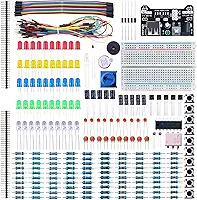 ELEGOO Kit eletrônico divertido com cabo resistor de tábua de ensaio, capacitor, LED, potenciômetro total de 235 itens para Arduino