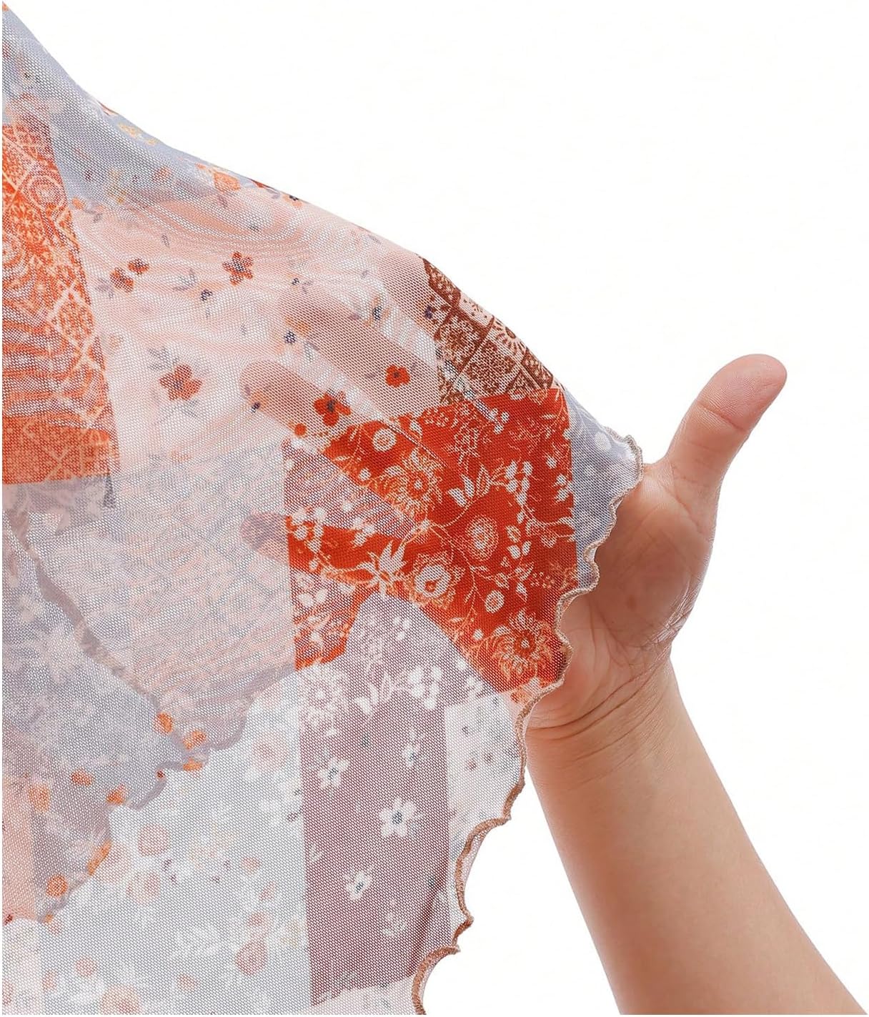 Women's Plus Size Bell Sleeve Tops Mesh Sheer Tie Front 70s Hippie Shirts Western Flared Ruffle Blouses Peplum Top - Image 2