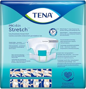 TENA Stretch Super Briefs, Heavy Absorbency, Large, XL, 28 ct