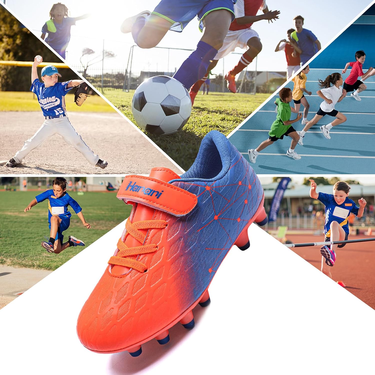 Hanani Boys Soccer Cleats Kids Girls FG/AG Soccer Athletics Sport Shoes Training Shoes Running Shoes Teenager Indoor Outdoor Football Shoes Sneakers for Unisex