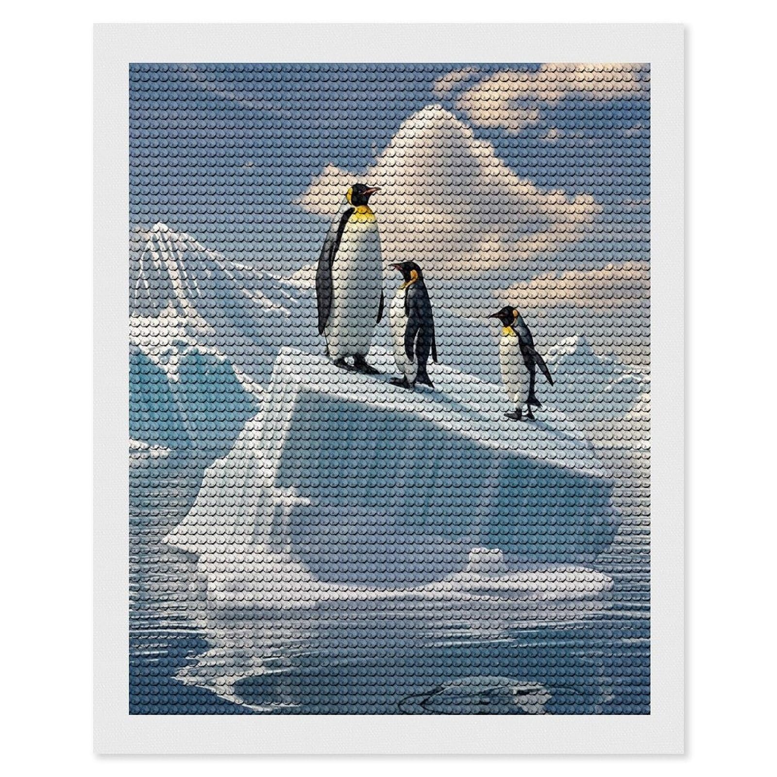 FekiLoot Penguins On The Iceberg Diamond Painting Kits for Adults Full Round Drill Diamond Art Kits for Beginners 5D DIY Diamond Dots Paintings Diamonds Pictures Gem Art Home Wall Decor 16"x20"