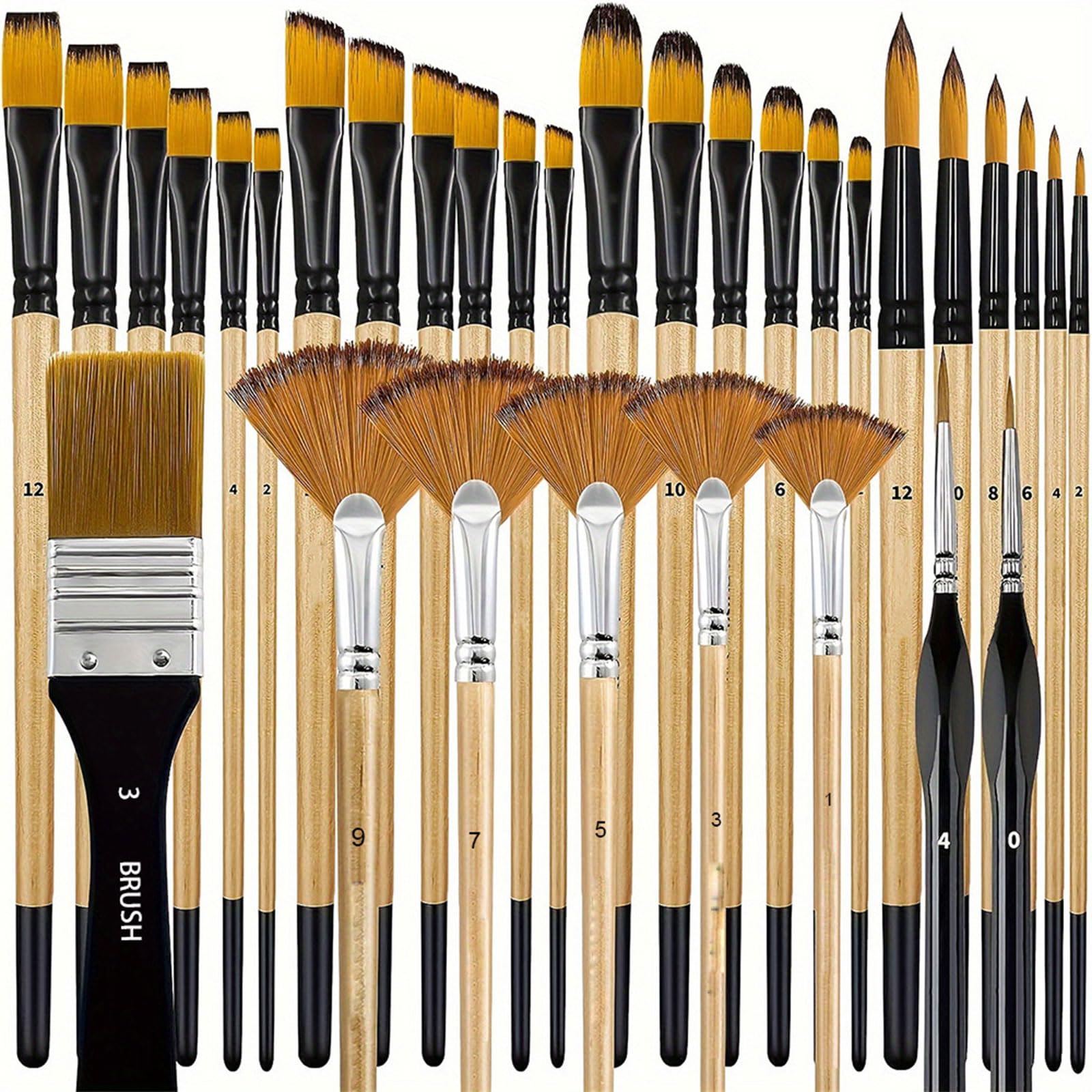 32Pcs Soft Nylon Bristles Painting Brush Set for Beginners Gouache Acrylic Watercolor Art Sketching Drawing Brush