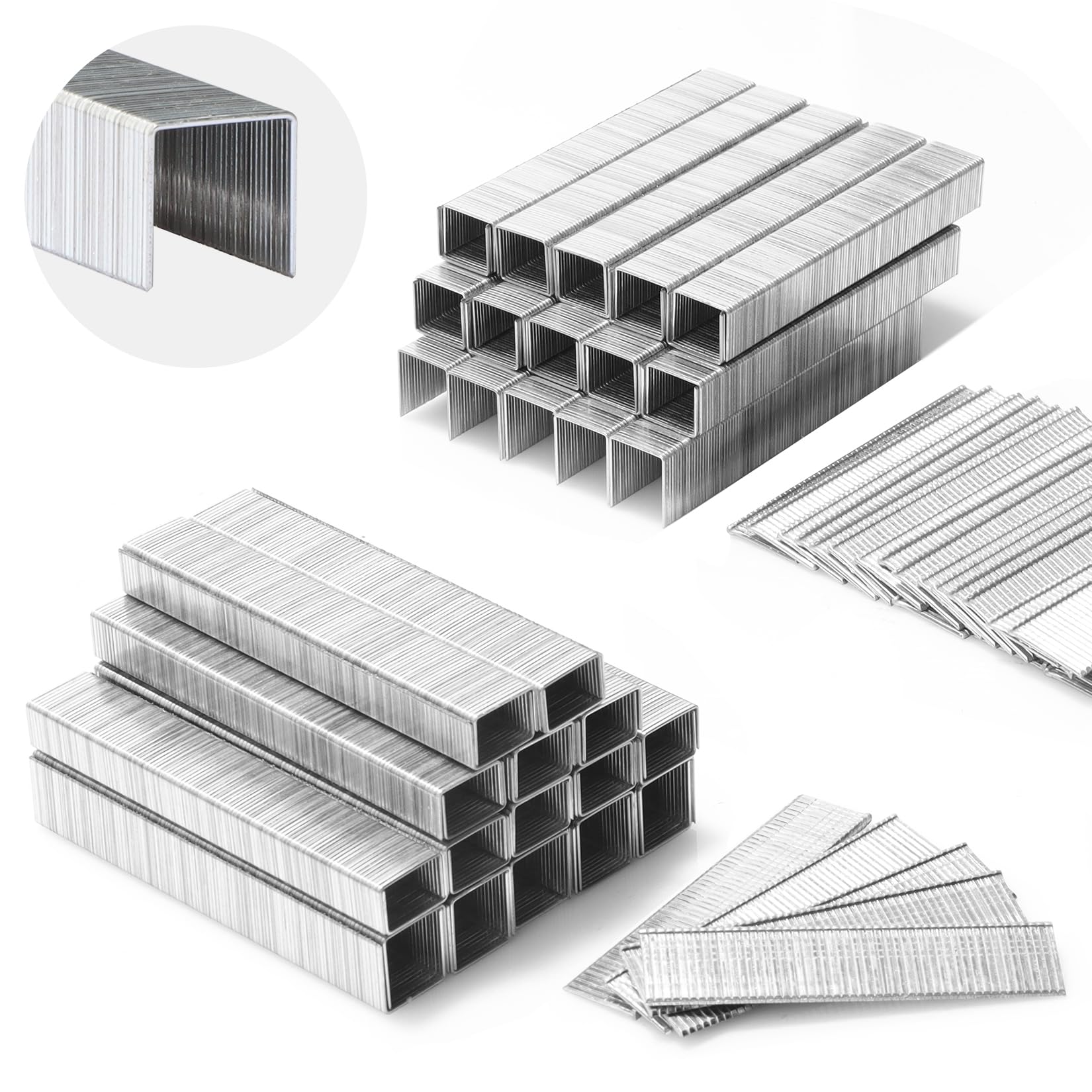 SHALL JT21 Staples & 18 Gauge Brad Nails Set, 8000-Count, Light Duty 7/16" Crown Staples for Staple Gun 9/16, 1/2, 3/8, 5/16, 1/4 in & Galvanized 18GA Brad Nails 5/8, 9/16 in for Upholstery, Crafts