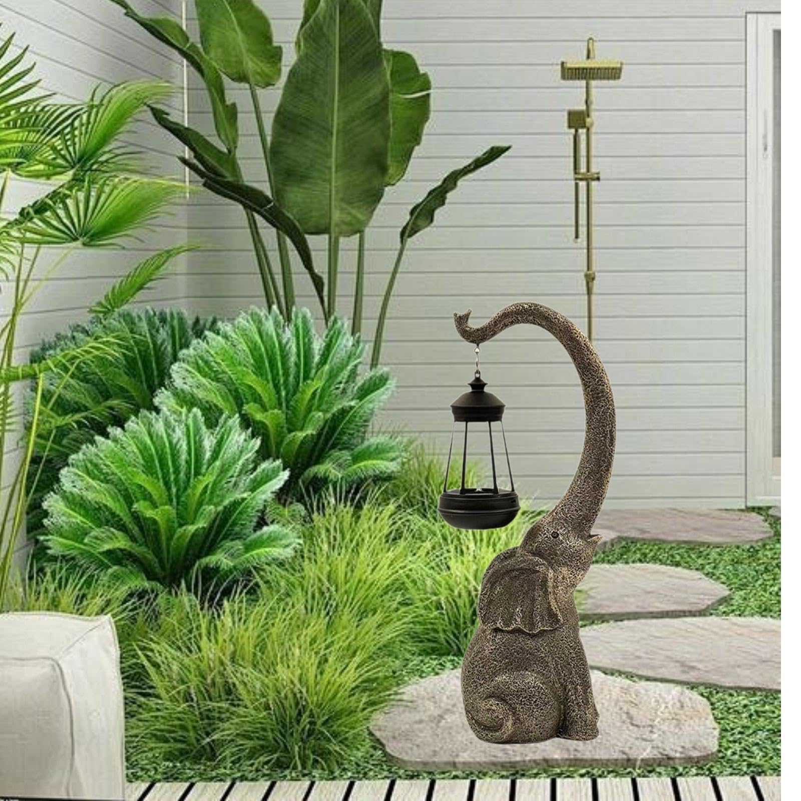 Estatua de Jardín con Luz Solar, Decoración para Exteriores