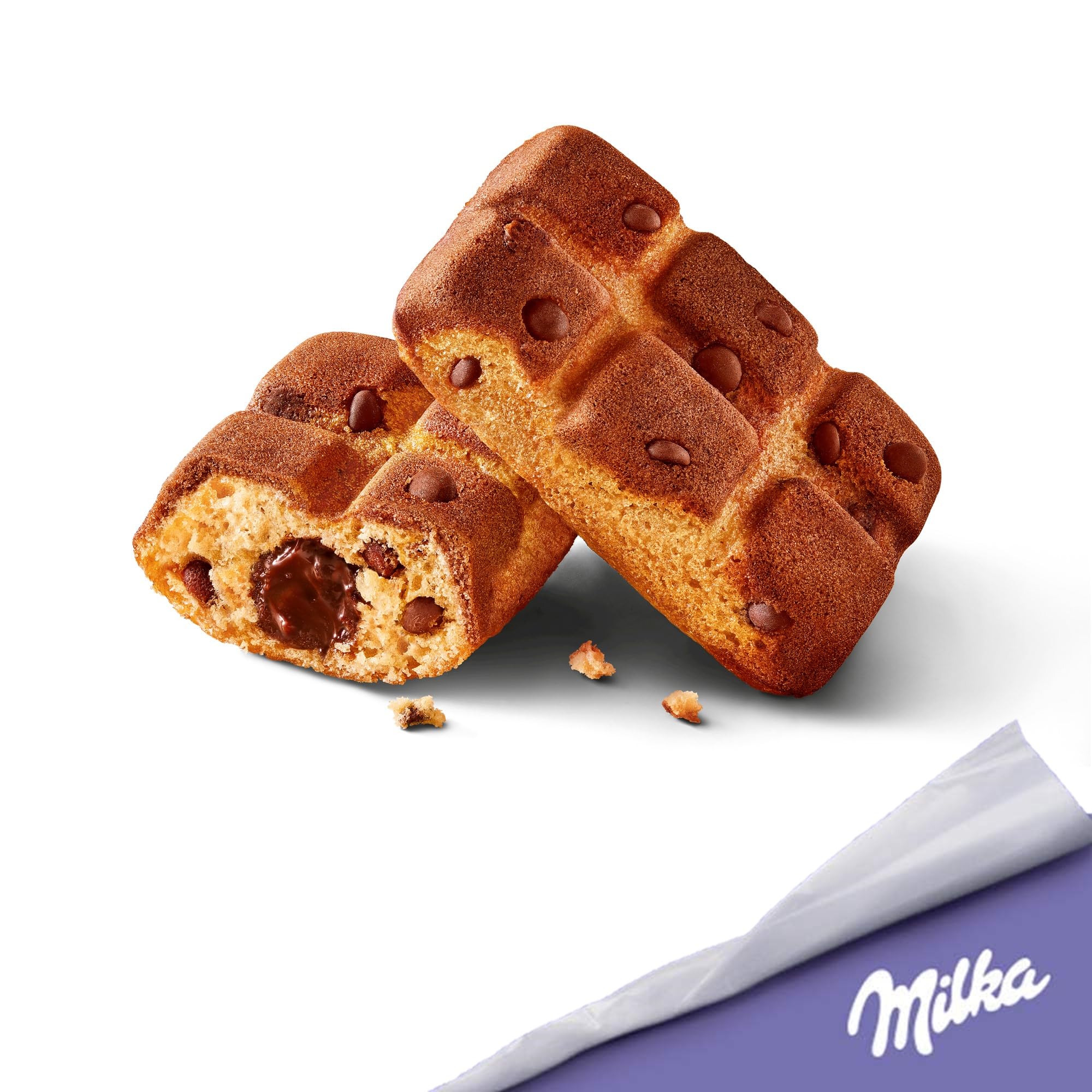 MILKA - Choco & Cake - Gâteau Moelleux Fourré au Chocolat au Lait Milka - Lot Gâteaux Individuels - Format Familial Pratique pour le Goûter des Enfants - Présentoir de 24 Paquets de 35 g