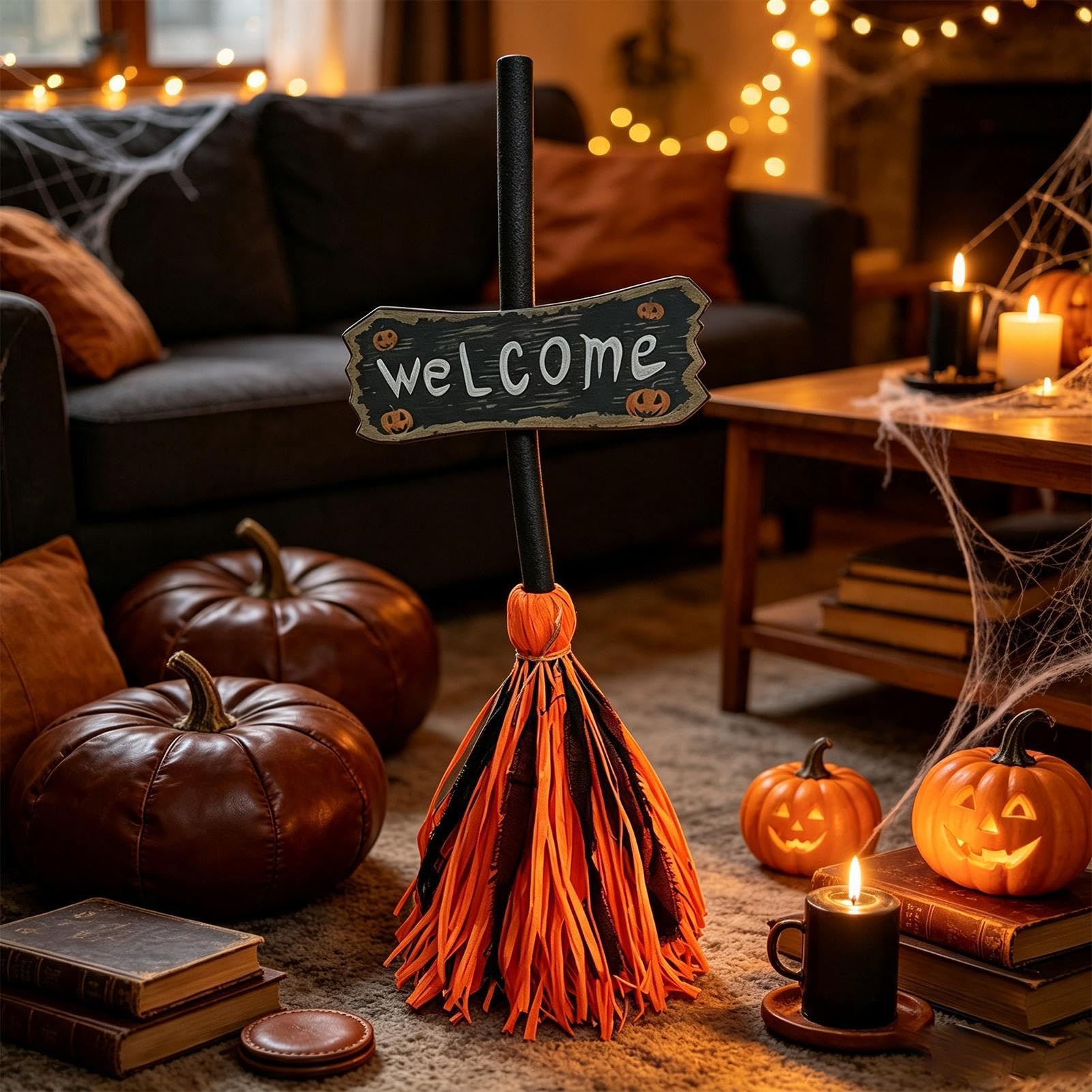 Halloween miotła pływający dźwięk aktywowany dotykiem upiorny taniec rekwizyt | Miotła czarownicy na imprezę kostium na zewnątrz wewnątrz ganek podwórko dom