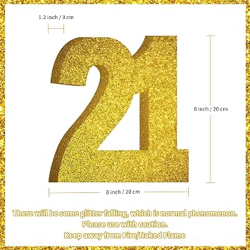 21st Birthday Decorations for Men and Women,21st Anniversary Decorations,Gold Glitter Happy 21st Birthday Party Centerpieces for Table Decorations,21 Table Topper Decor
