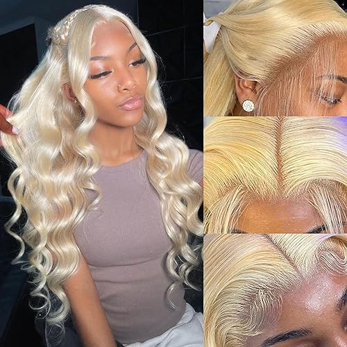 Peluca de cabello humano rubio con encaje frontal de 13 x 4 180 de densidad 613 ondulado HD transparente encaje frontal cabello humano prearrancado