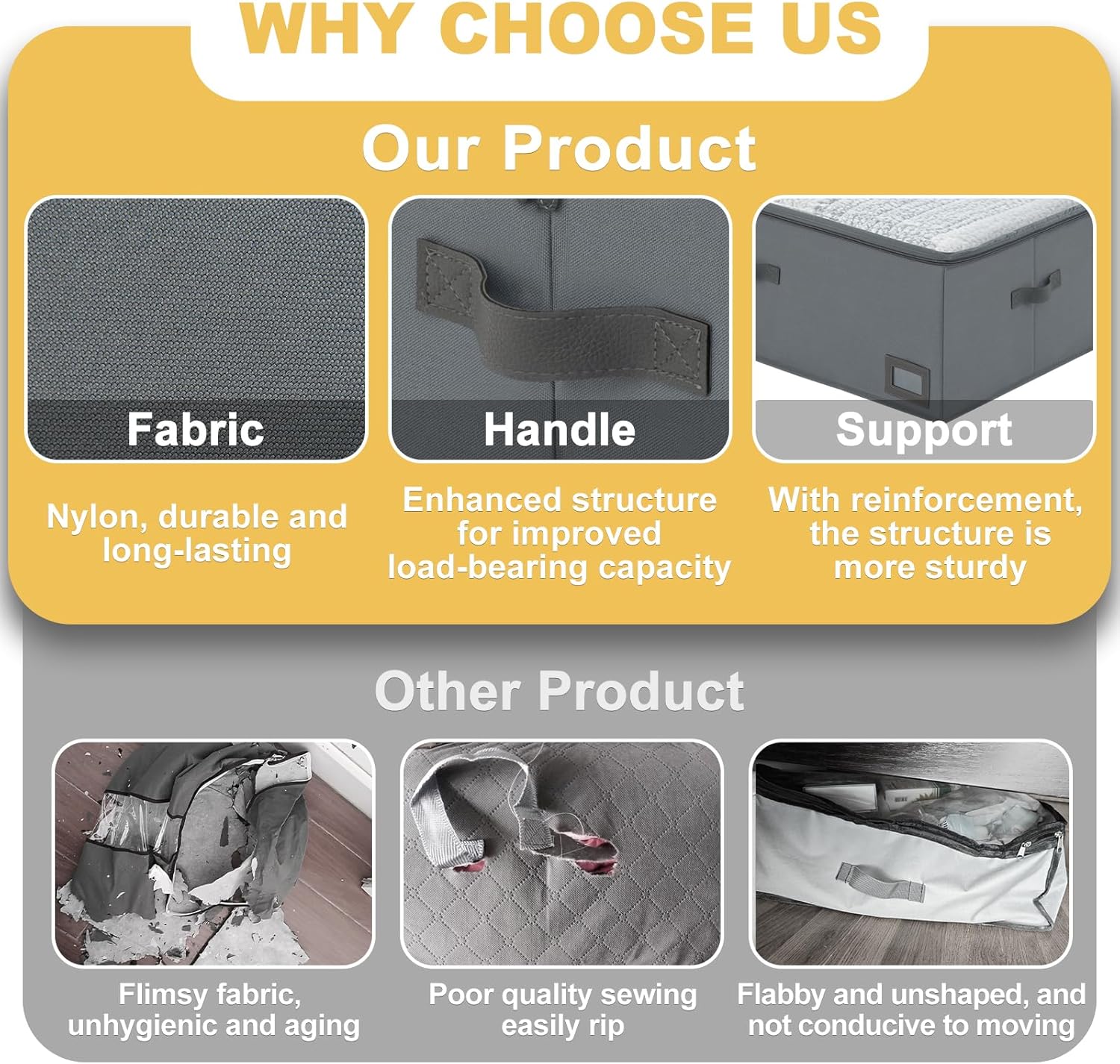 10-Inch Under Bed Storage Containers (2-Pack) | Sturdy Sidewalls | Clear Cover & Label Holder | Foldable Closet Organizer | Stores Clothing/Blankets/Sweaters/Sheets