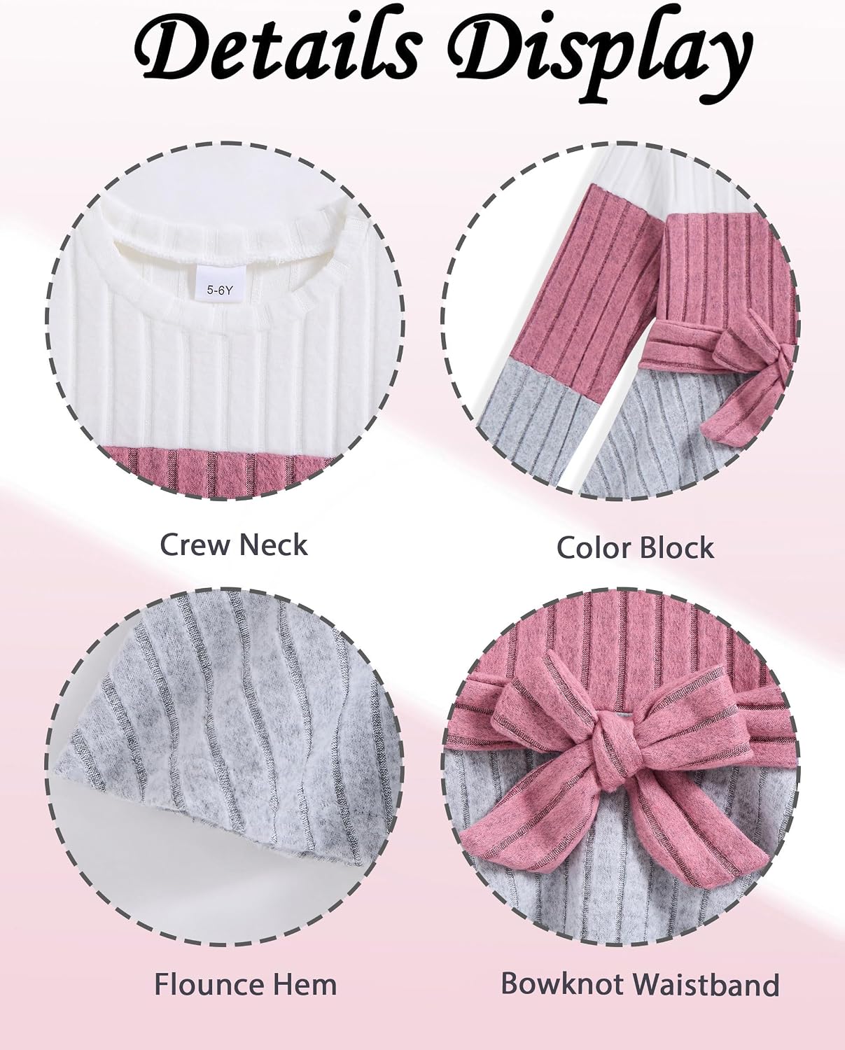 Toddler Girl Clothes Long Sleeve Outfits Ruffle Top with Waistband Ribbed Pant Set Fall Clothing for Kids Girls