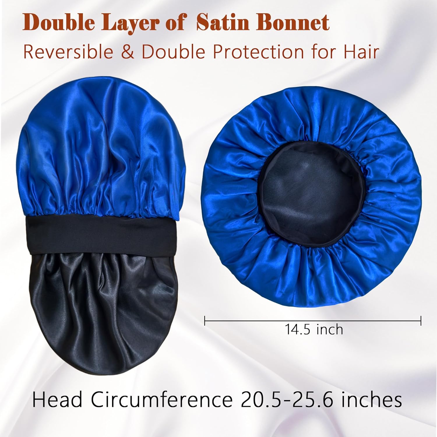 Silk Bonnet for Men Women, Satin Hair Bonnets for Sleeping, Double Layer Large Unisex Sleep Cap for Curly Hair Braids - Image 4