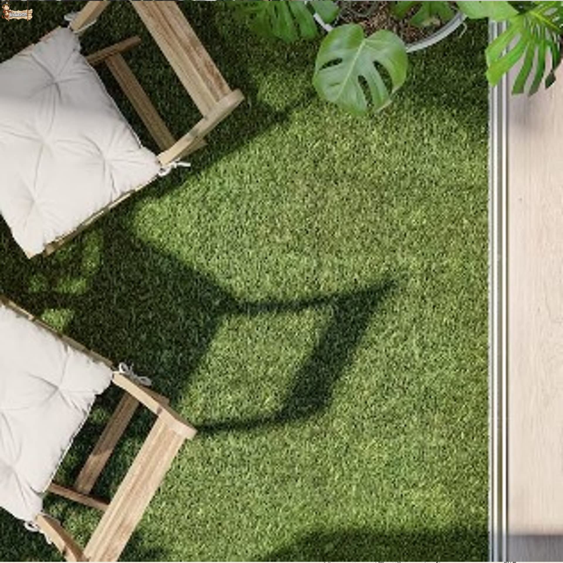 BricoLoco.com Lot de 6 dalles extérieures en plastique gazon artificiel. 30 x 30 cm. Embrassable. Pas de ruban adhésif double adhésif, colle, piquets ou clous. Jardin, terrasse, cour.