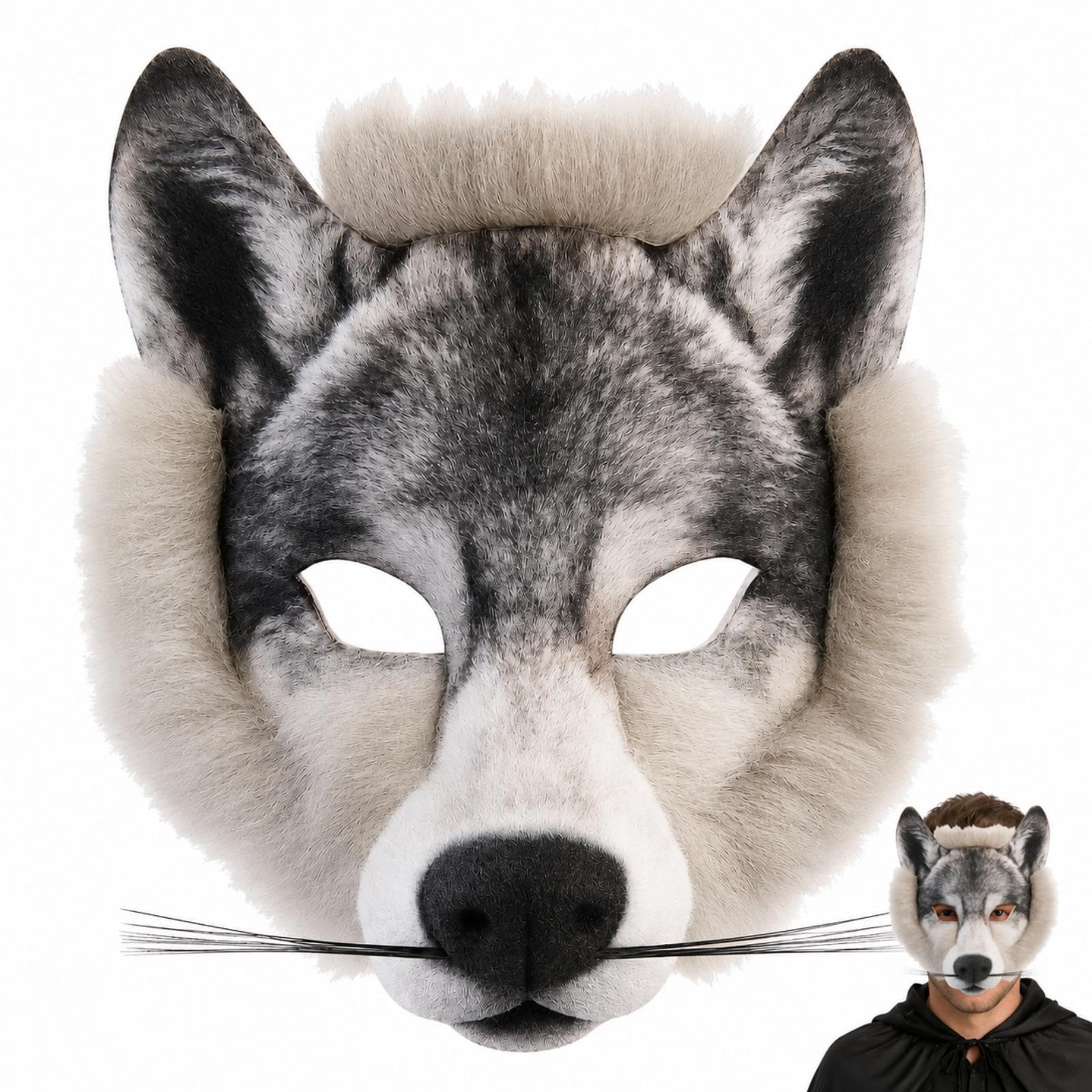 Wolf Mask,Animal Masks,Werewolf Costumes,Therian Mask,Plush Werewolf Mask