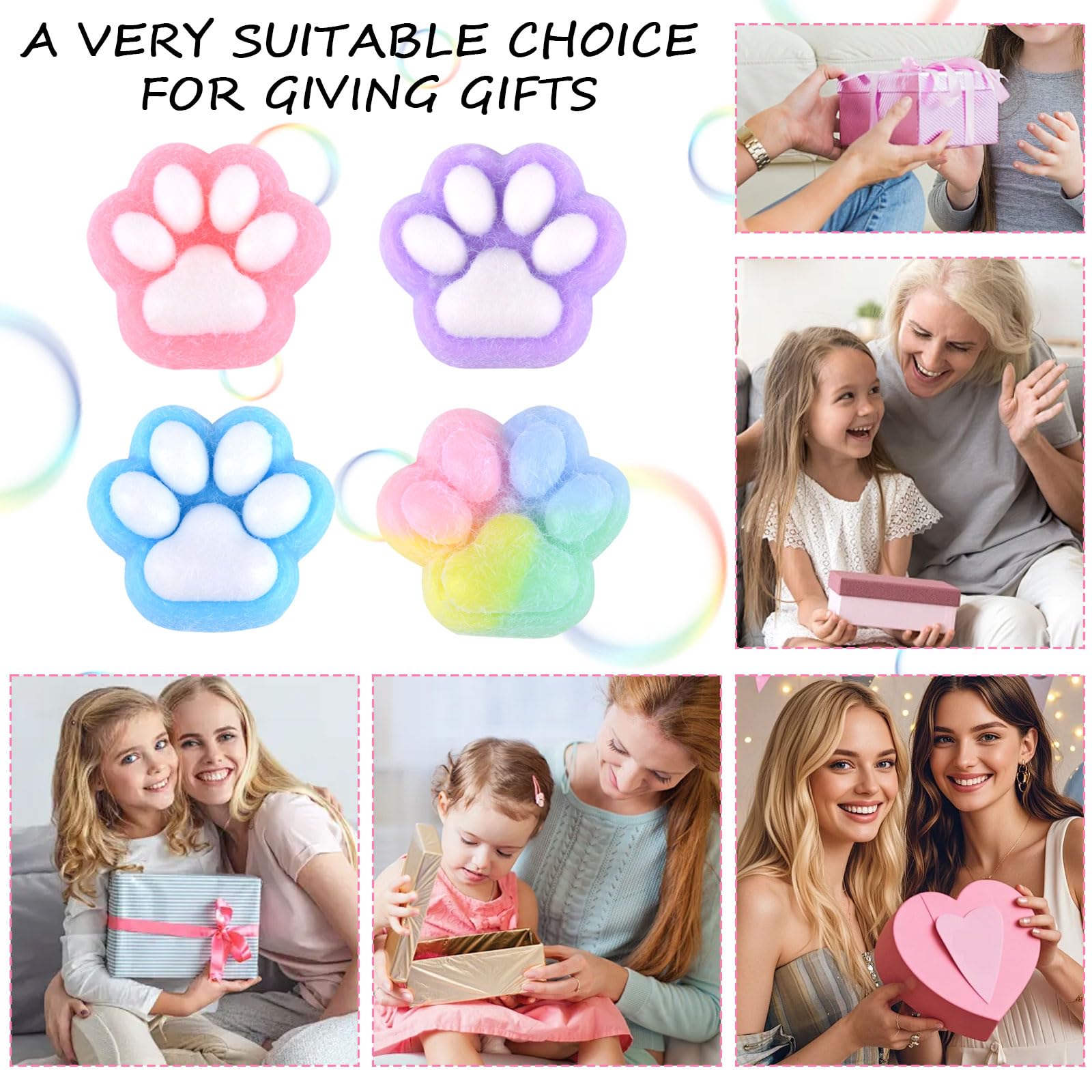 GWAWG Pack of 4 Cute Cat Paws Squeeze Toys, Squishy Toy, Taba Squishy, Fufu Squishy, Handmade Squishy Big Cat Paw, Handmade Squishy Big Cat Paw for Children and Adults - Image 3