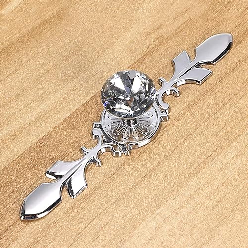 Miniatura 6 de Sumnacon Tiradores de cajón para cómoda  Perillas decorativas de cristal de diamante con placa, pomos de puerta de armario con tornillos para
