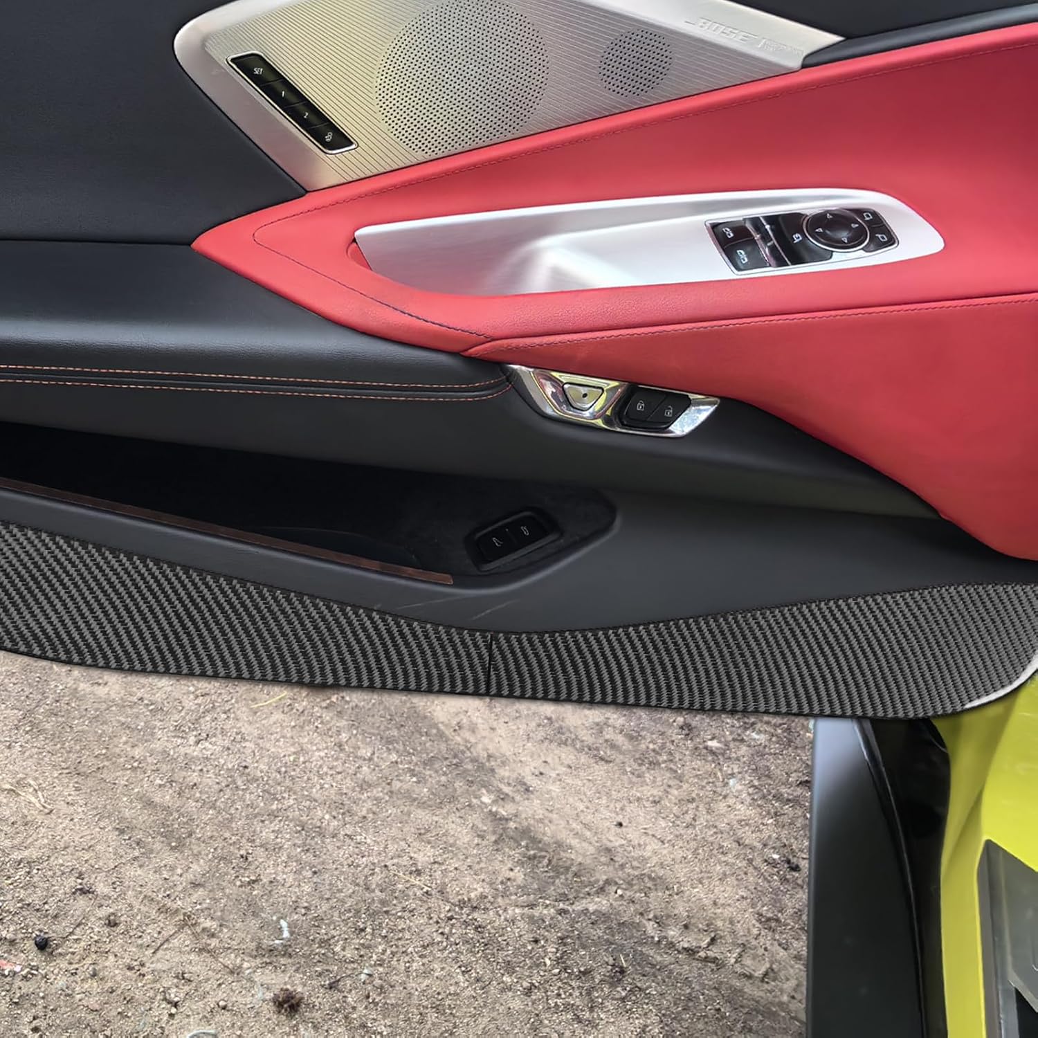 4PCS Car Door Anti-Collision Panel Cover Carbon Fiber Sticker Decal Compatible with Chevrolet Corvette C8 2020-2023 Interior Accessories Black.