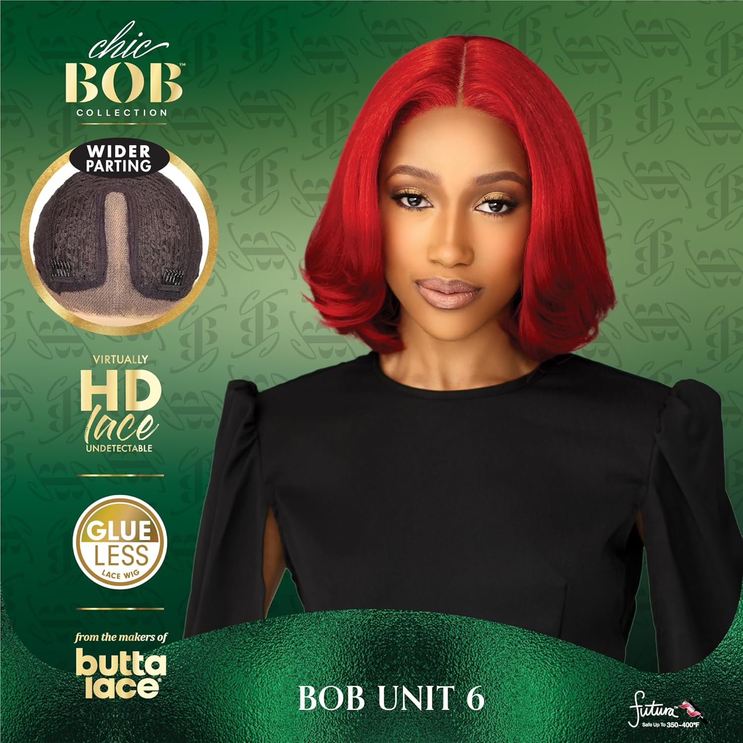 Sensationnel Chicbob Lace Frontwig - Bob Unit 6 Face Framing Glueless Wig Wide 5 Inch Deep Part Synthetic Preplucked Hairline (LIGHTASHBROWN)