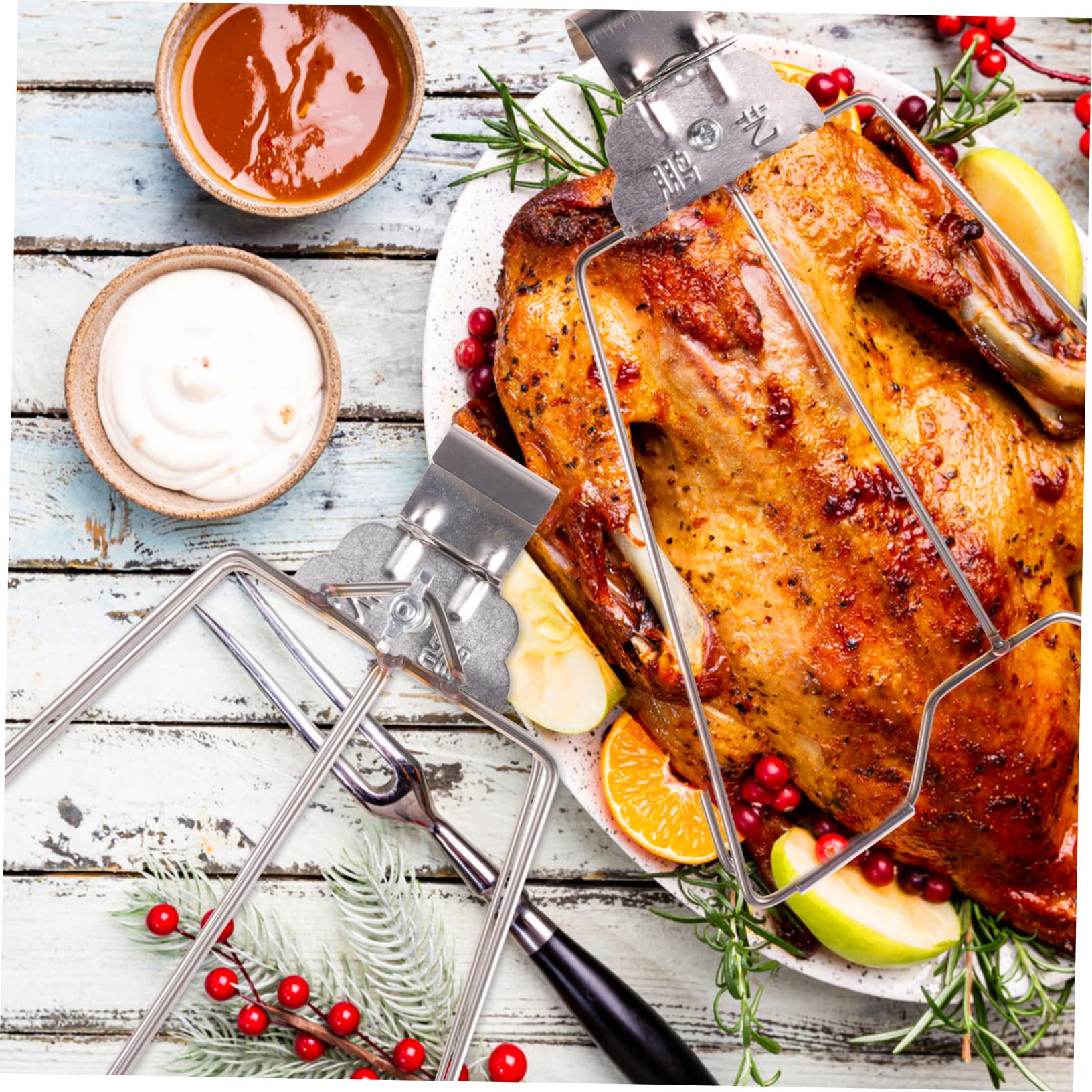 KICHOUSE Practical Roast Duck Clip Barbecue Chicken Holder Non-stick Scratch Resistant Grill Clip