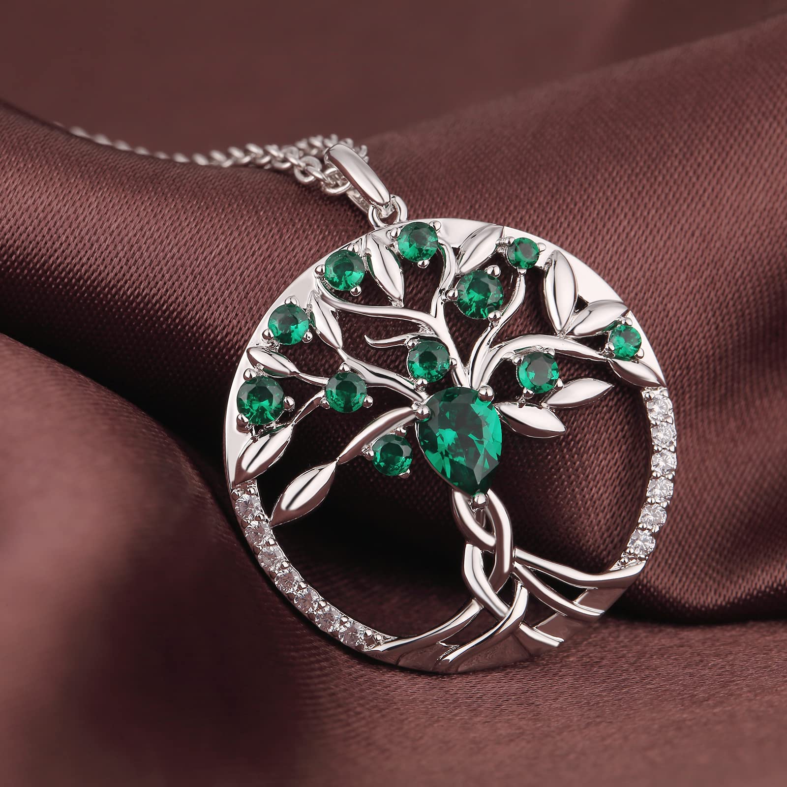 18K Oro Placcata Collana Albero Della Vita con Cristalli di 5A Zirconia Cubica Collana Donna Gioielli, Idee Regalo Festa Della Mamma Regalo Donna Originale per Mamma Lei Compleanno Anniversario