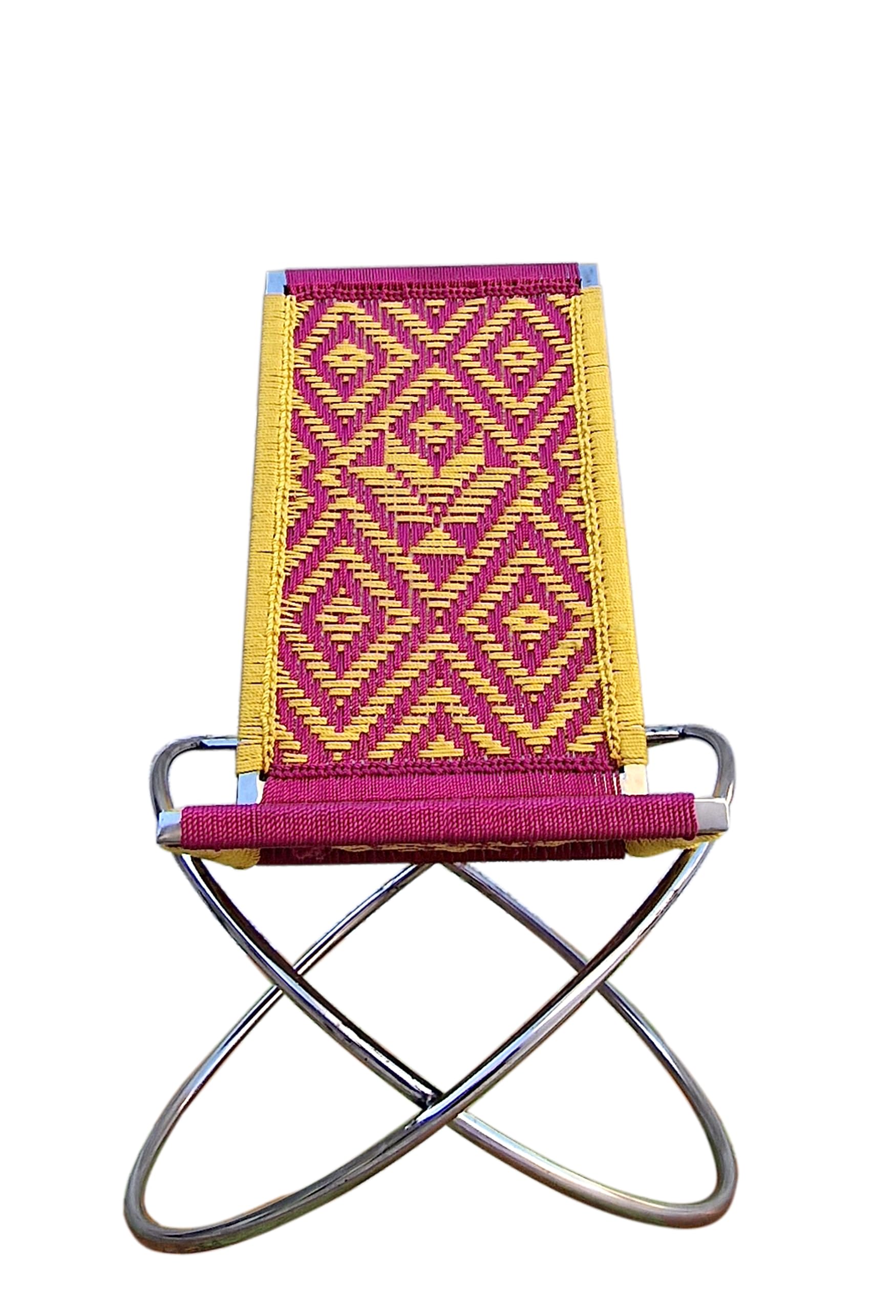 IMPREXIS STORE Stainless Steel Hand-Woven Silk Rope Multi-Colour Two O Shap Design Rocking Chair Office/Bar/Cafe/Home/Hotel/Restaurent/Etc. 3