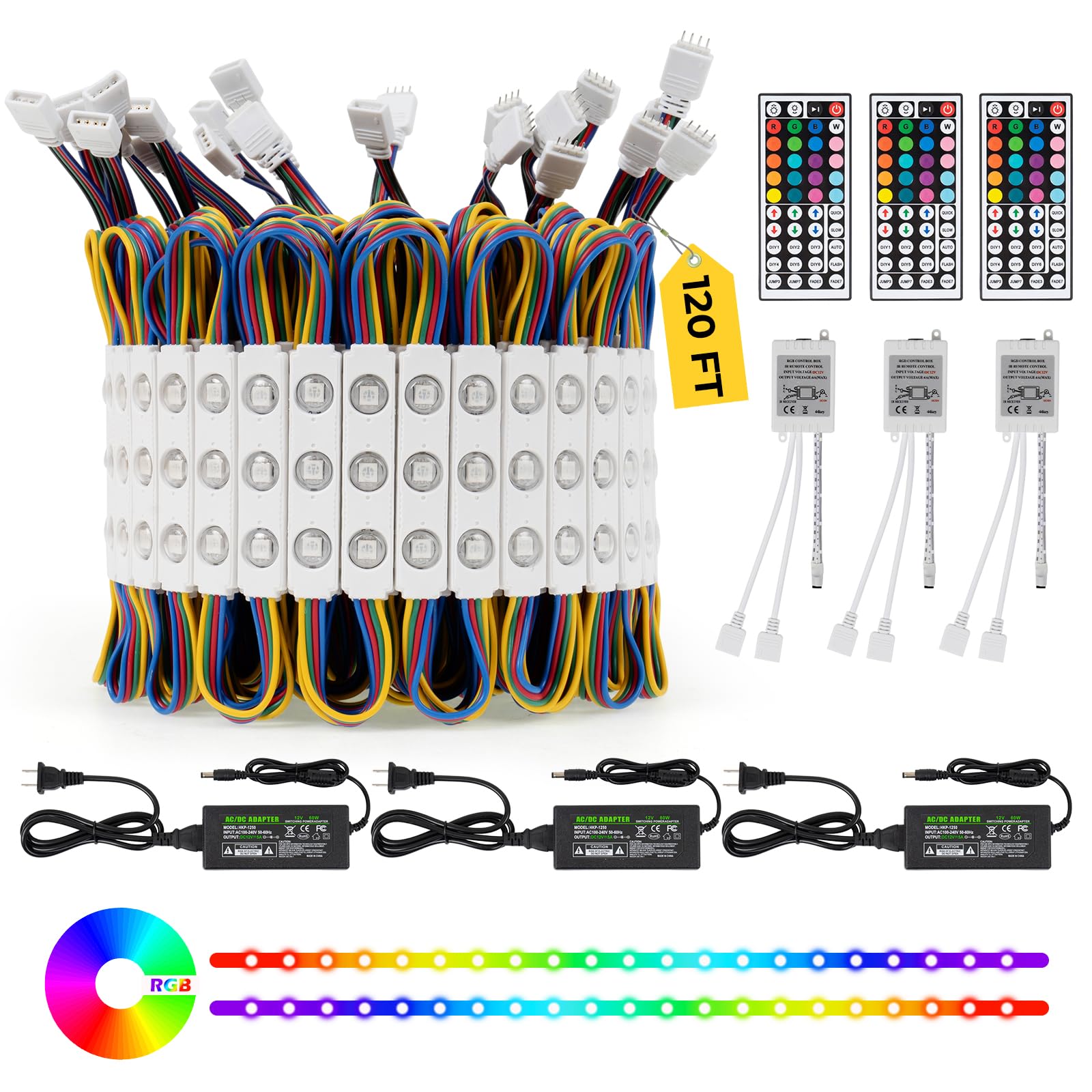 Photo 1 of Dyna-Living LED Storefront Lights 120FT Commercial RGB Window Lights for Store Front Decorative 240PCS 3-LED 5050 SMD RGB Module for Signs IP65 Waterproof Strip Light for Business (12 Packs-White)