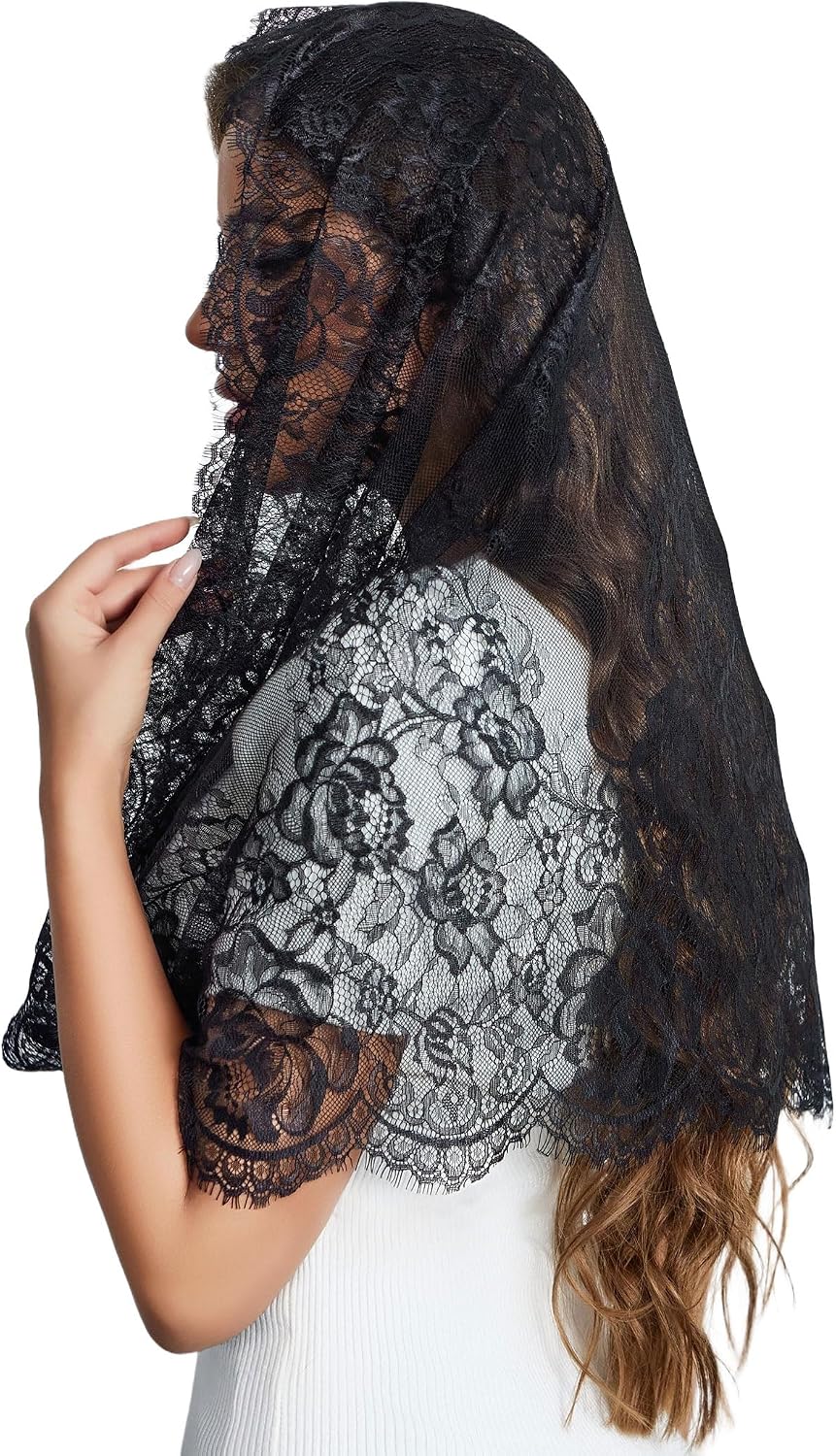 Avidlove Infinity Chapel Lace Mantilla Veil Cathedral Head Covering Spanish Style Traditional Vintage Shawl Latin Scar