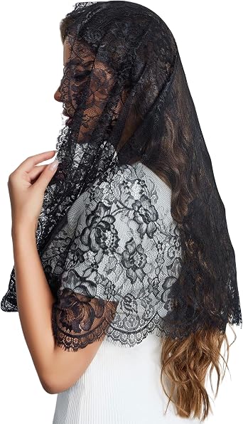 Avidlove Infinity Lace Mantilla Veil Chapel Mass Head Covering Latin Scarf
