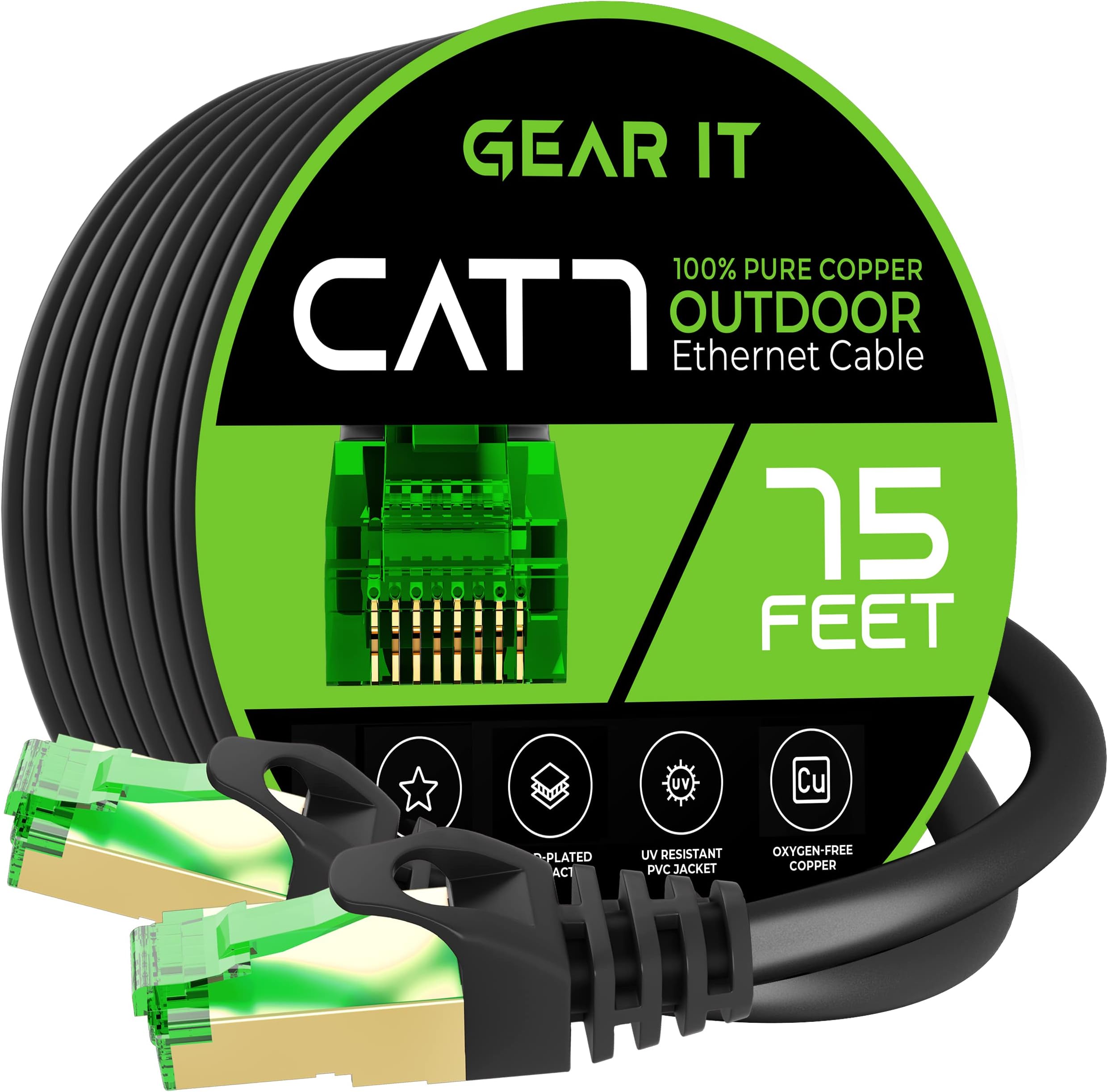 Cable Cat7 de 30 metros, color blanco de alta velocidad