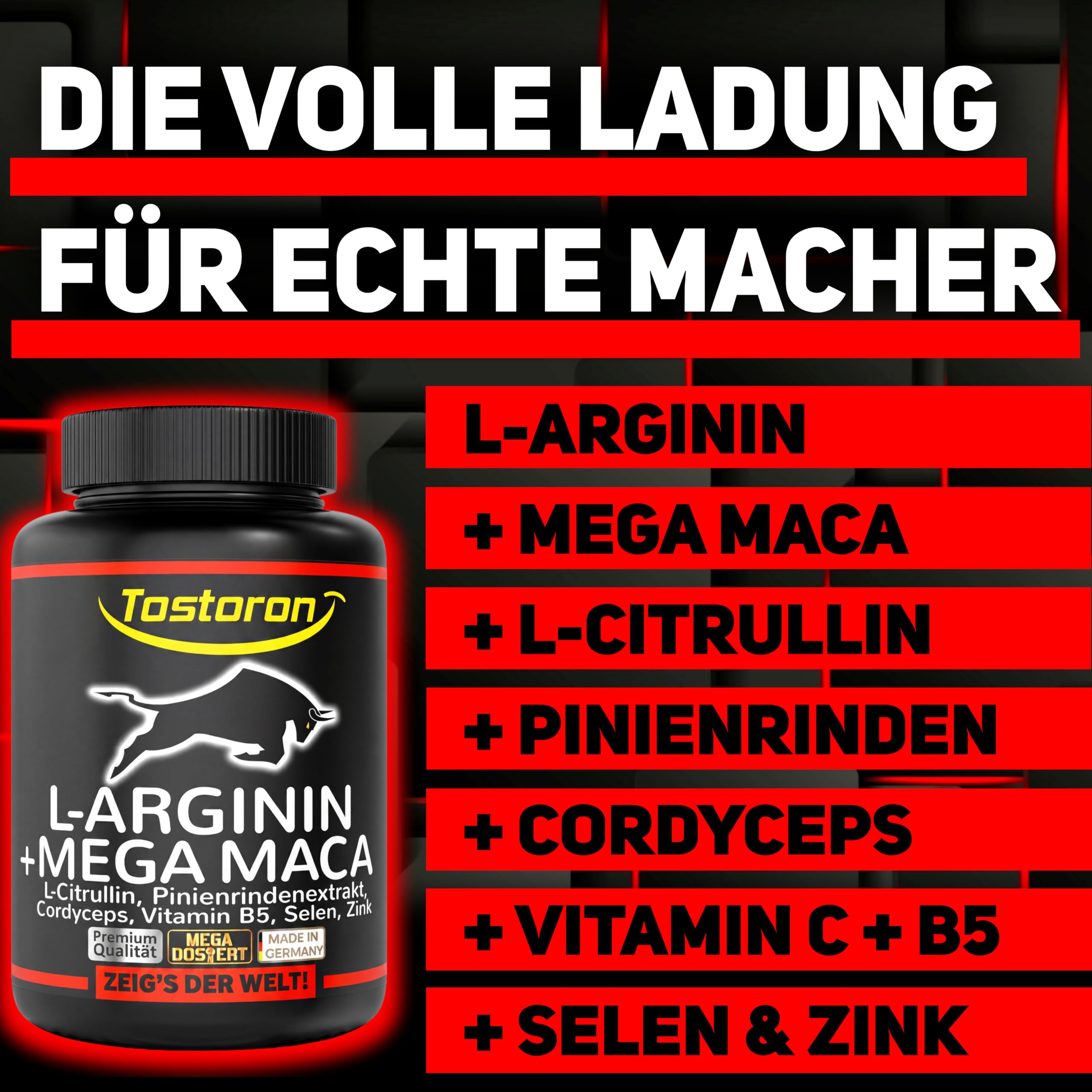 L-Arginin + MEGA MACA - 120 Kapseln EXTRA STARK + HOCHDOSIERT 1 Dose, 1x98g