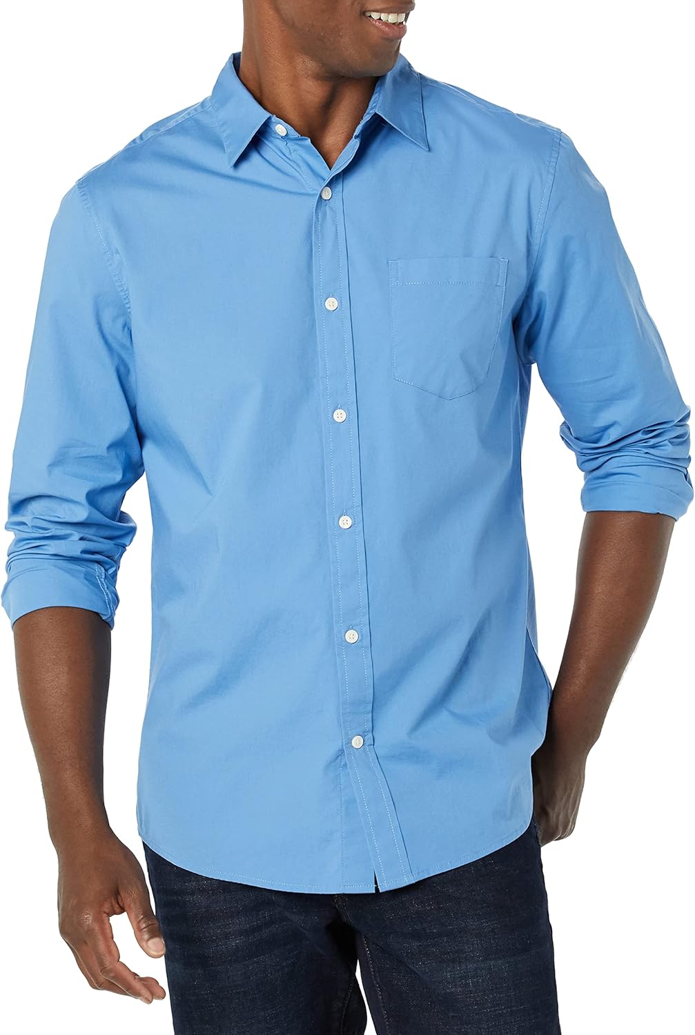 Amazon Essentials Men's Long-Sleeve Regular-fit Stretch Poplin Shirt - Image 4