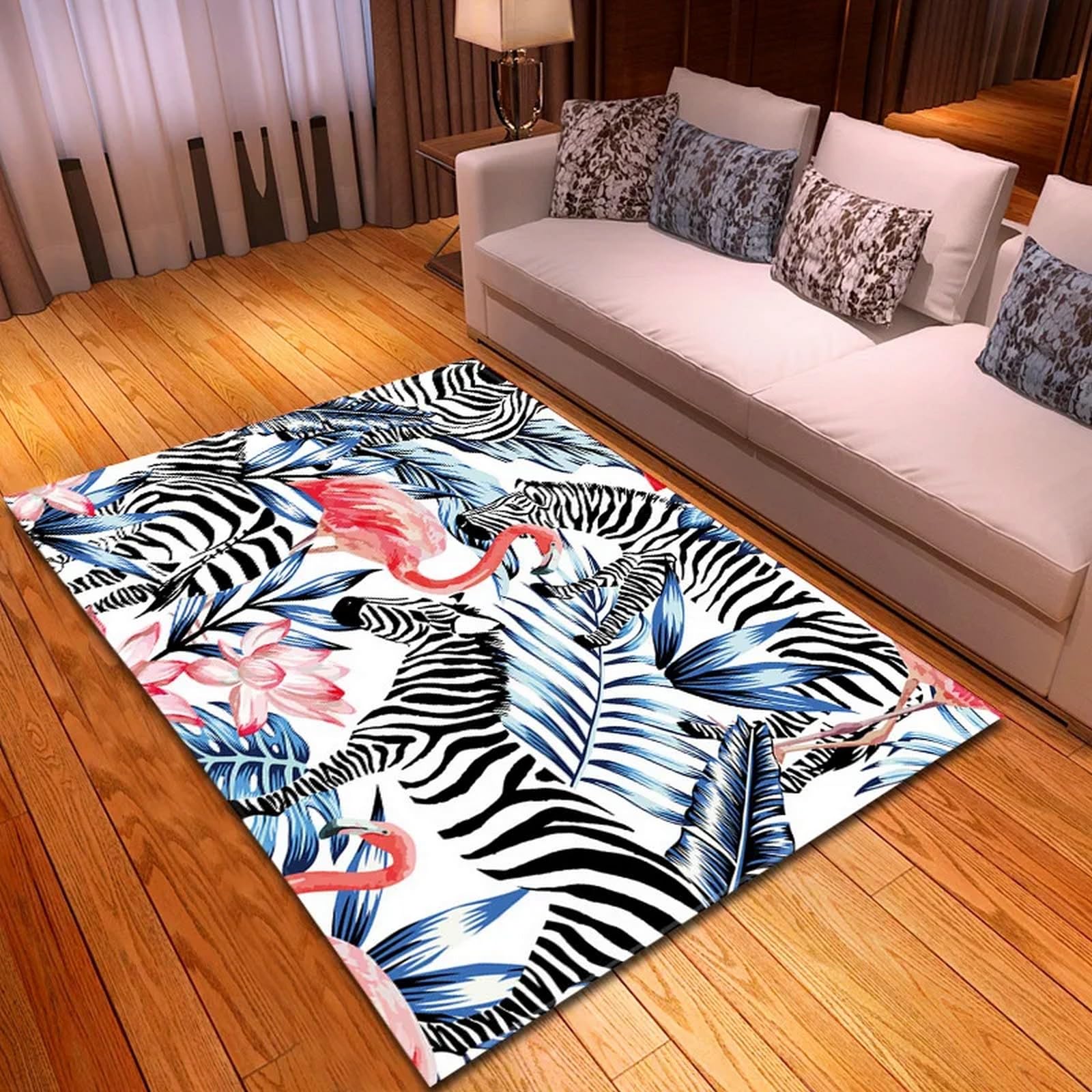 Tapis salon flamant 3D 120x160 cm en polyester doux