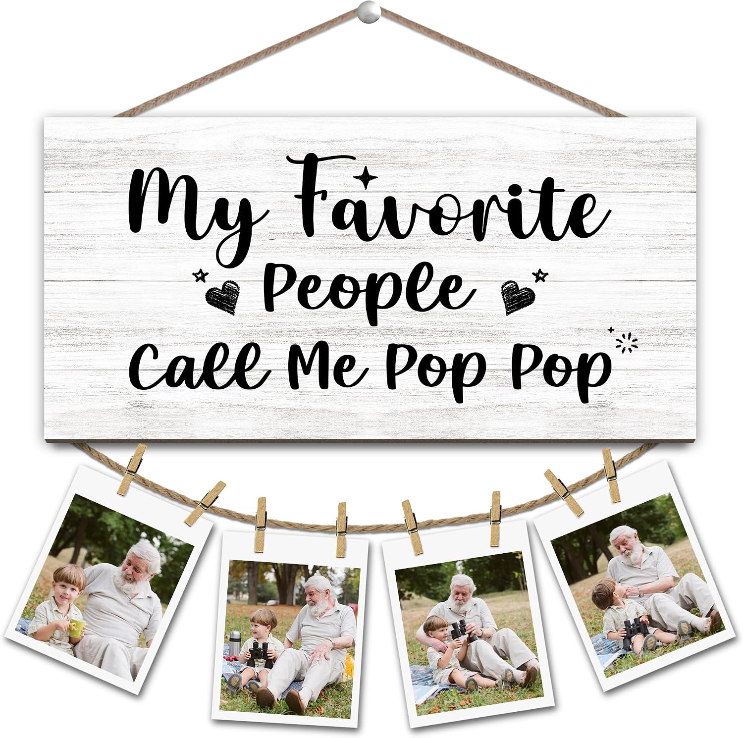 My Favorite People Call Me Pop Pop Picture Frame Photo Holder for Wall