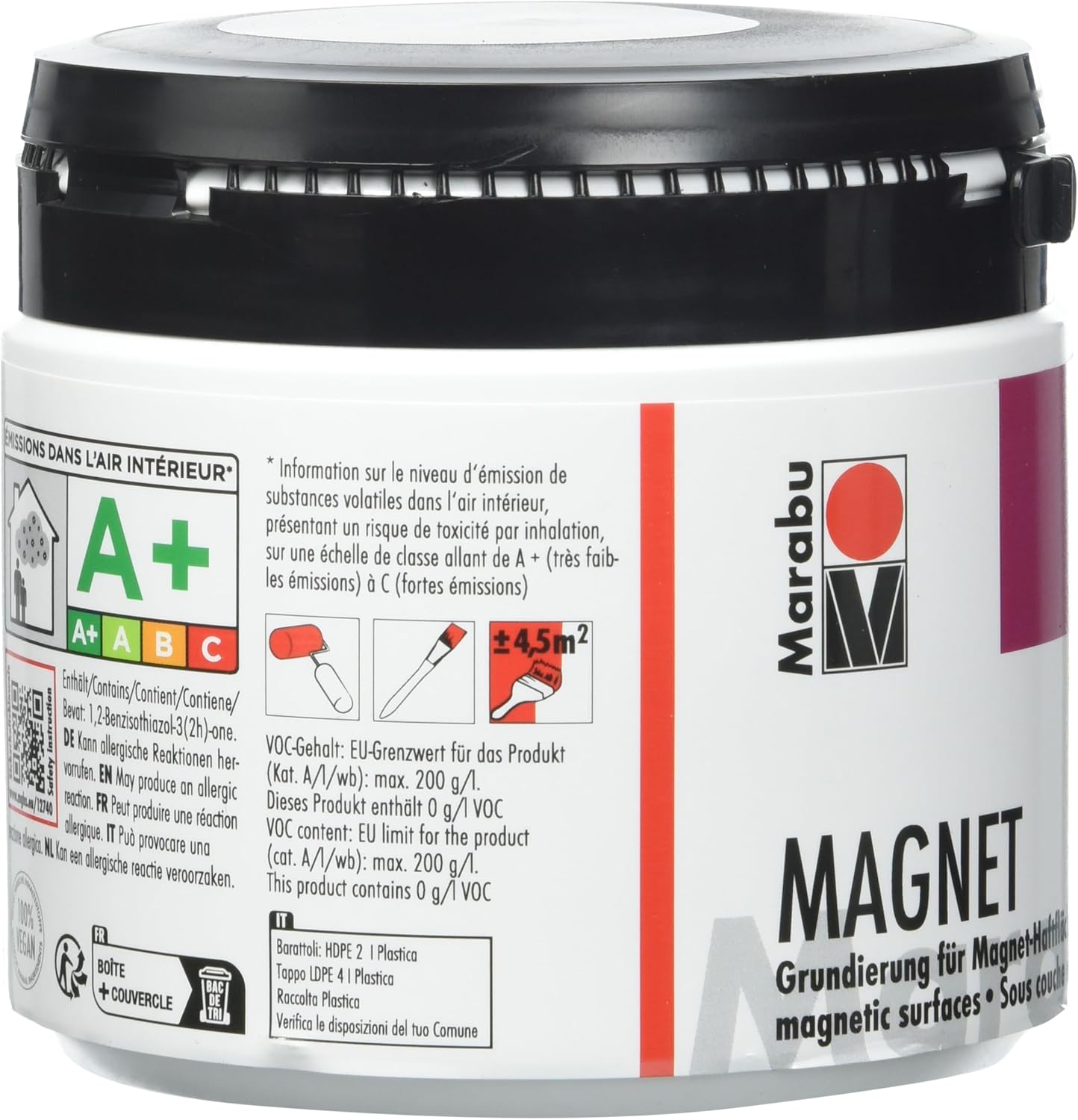 Marabu, Acrylic Primer for Magnetic Surfaces, 475 ml Grey, can be Painted After Drying, Saliva-Proof, Waterproof and Non-Fading, for Approx. 1.58 m2