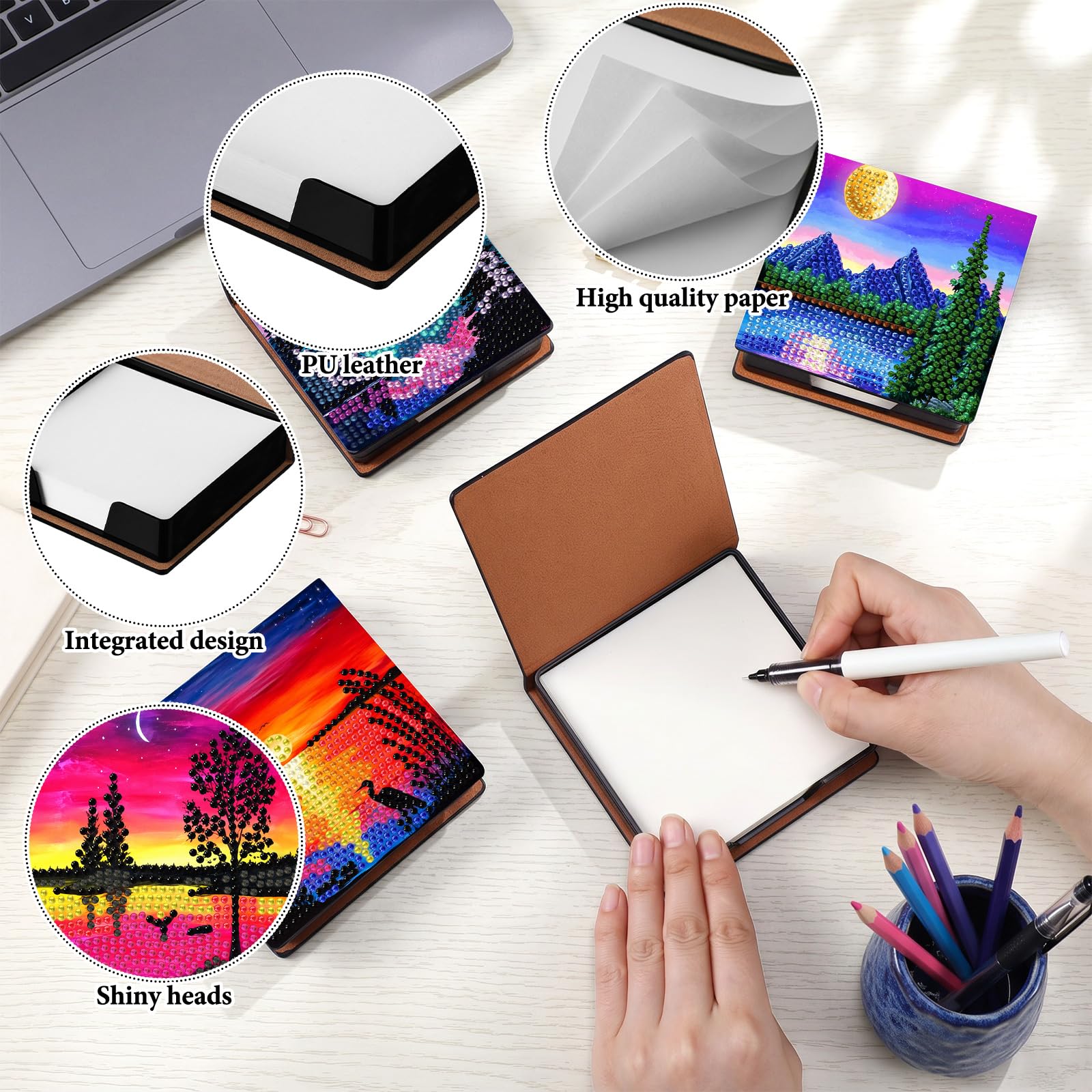 Saillong 4 pz cielo stellato pittura diamante blocco note box kit Sticky