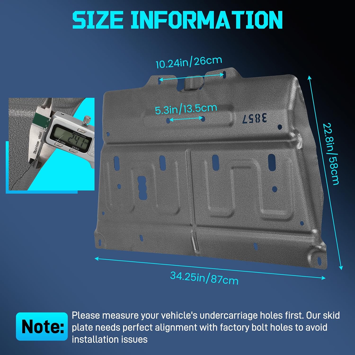 ML3Z-7222-D Engine Splash Shield | Upgraded 2.4mm Manganese Steel Splash Panel Shield F150 | Compatible with 2015-2024 Ford F150 Gasoline Engine | Diaper/Rear Engine Splash Shield Under Cover