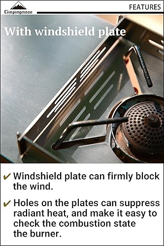 Miniatura 4 de CAMPINGMOON - Mesa de campamento individual pequeña para proteger el calor, de acero inoxidable, ligera, compacta, con bolsa de almacenamiento para