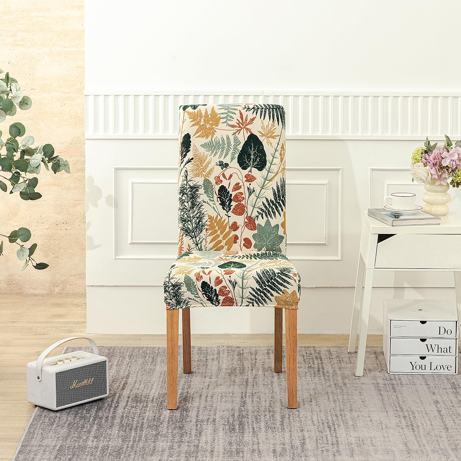 HZDHCLH Chair Cover Slipcover Chair Cover Washable Softness for 4/6 PCs Elastic Installation Chair Protector (Spring bloom, 4 PCS) โ image 1
