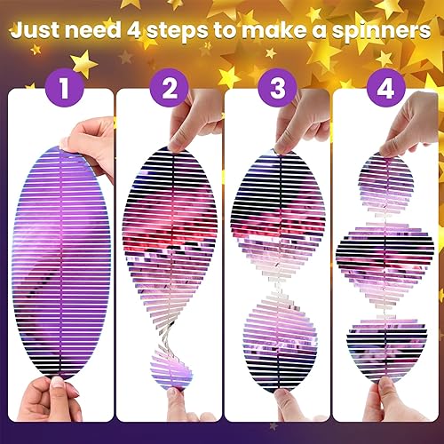 Miniatura 5 de Molinillos de viento, hilanderos de viento colgantes 3D, molinillos de viento para patio y jardín, flores de metal, arte de metal para patio, Púrpura