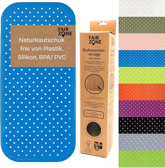 FAIR ZONE Tapis de Bain Sécurisé en Caoutchouc Naturel FSC Bleu Pétrole