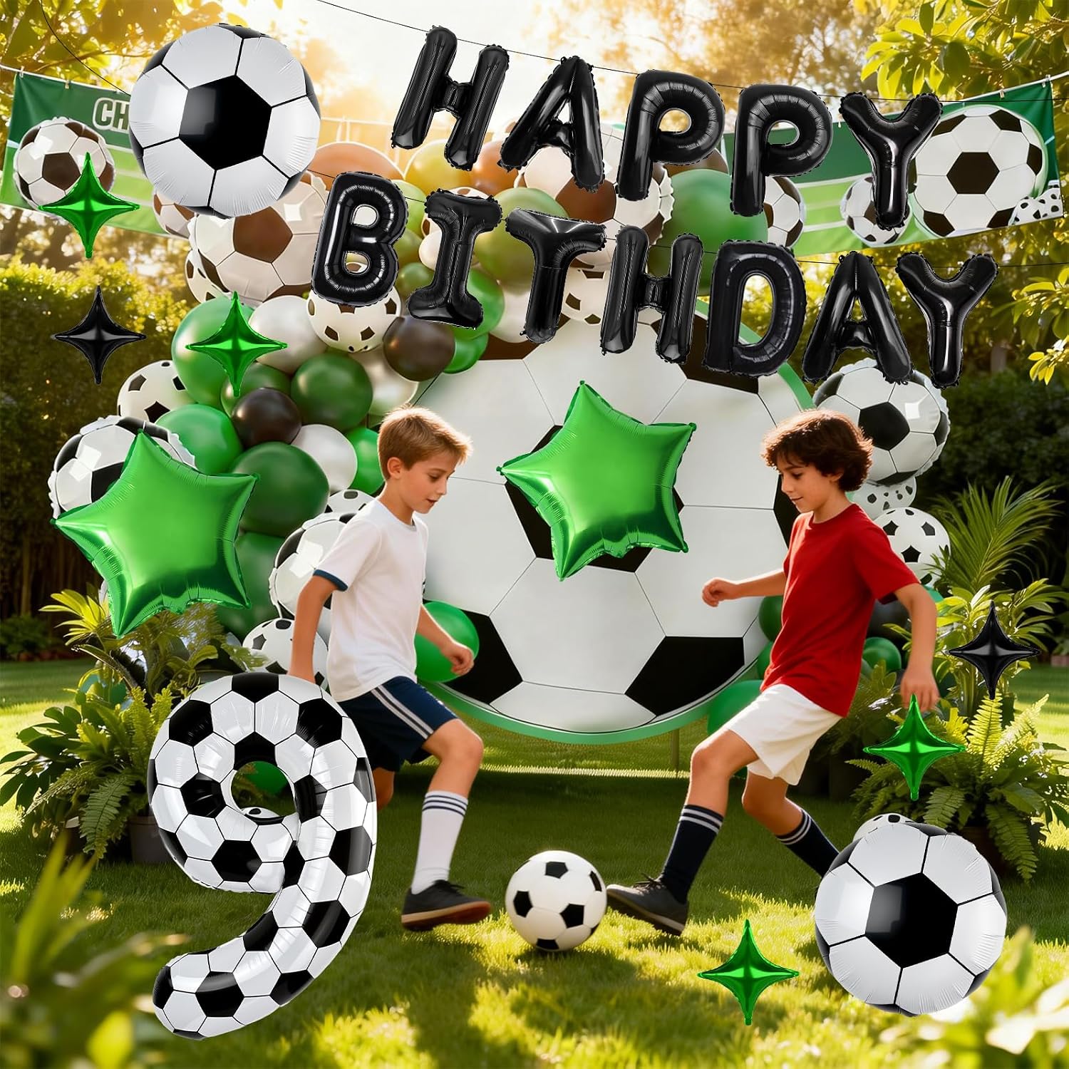 40 Inch Soccer Number 9 Balloon Set, Soccer Birthday Party Decorations image 4