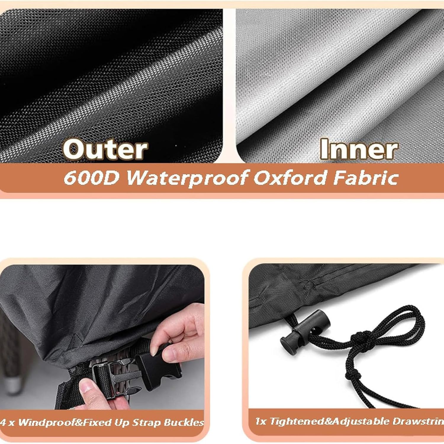 Extra Large Patio Furniture Cover, 126'' L x 110'' W x 39'' H/320x280x100cm Waterproof 600D Heavy Duty All Weather Protection from Rain, Snow, UV, General Purpose Outside Sectional Sofa Set Covers