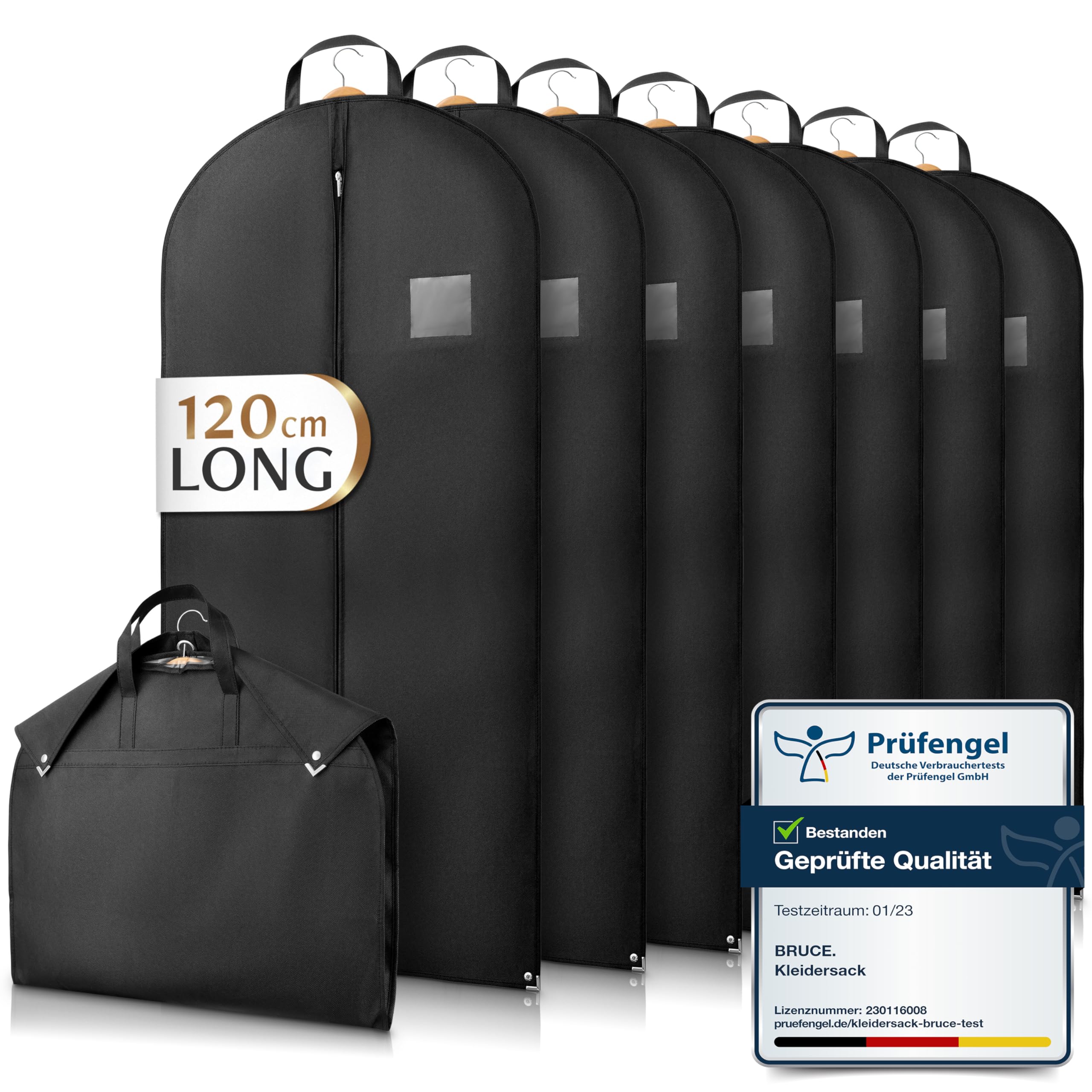 Bruce.® 7x Premium Garment Bags 120x60cm, Breathable Clothes Covers for Coats, Jackets, Dresses & Suits, Durable Travel Suit Carrier Bag, Moth-Proof Suit Protector for Wardrobe Storage